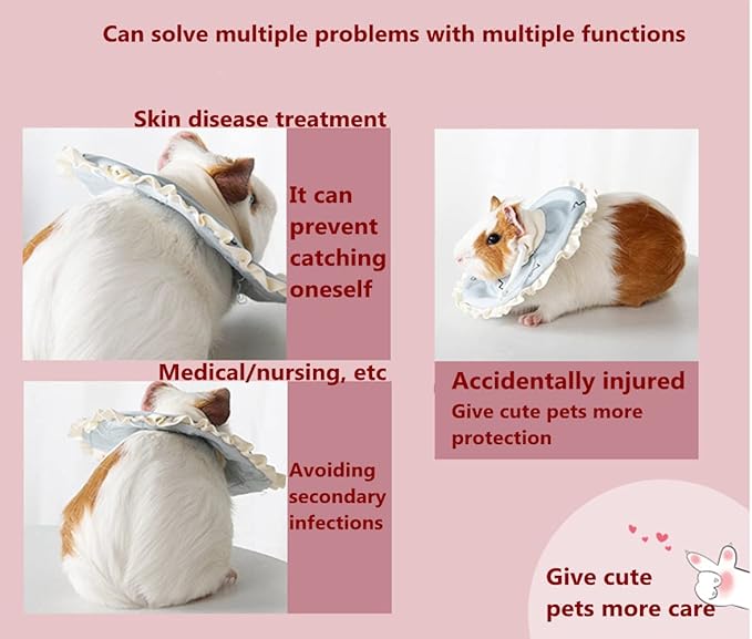 Adjustable Guinea Pig Cone Pet Recovery Collar,Soft Pet Recovery Collar for Rabbits/Chinchilla/Kittens After Surgery Wound Healing,Elizabeth Neck E-Collar for Small Animals (S)