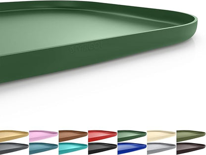 SMILOOL Silicone Pet Feeding Mat with Raised Edge for Food and Water, Dog Bowl Mats, Cat Bowls Placemat with High Lip for Floor Waterproof, Rubber Tray for Cats and Dogs 22 x 14 x0.8 Dark Olive
