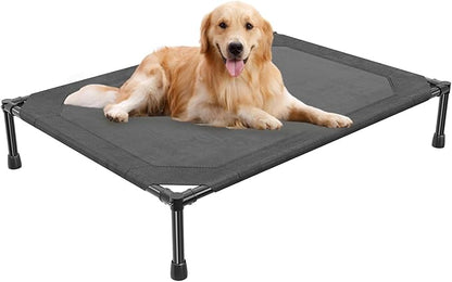 Simple Trending Elevated Dog Bed for Large Dogs, Waterproof Raised Dog Cot with Washable Mesh, Cooling Breathable Pet Bed for Outdoor, 42" x 31", Black