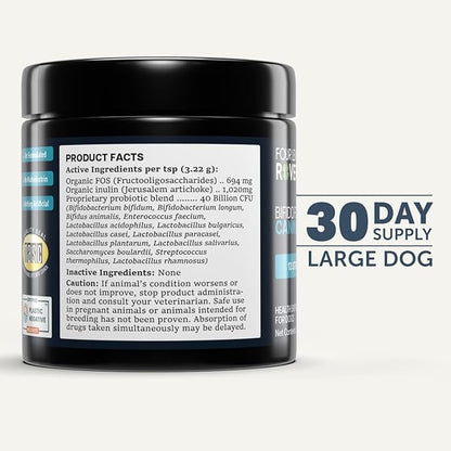 Four Leaf Rover Bifido for Fido - Dog Probiotics for Digestive Health and Gut Health and Immune Balance - 50 Billion CFU - Veterinarian Formulated - 30 Day Large Dog Supply