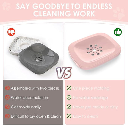 AONKEY 3L Dog Water Bowl No Spill, 101oz Large Spill Proof Dog Bowl Reduce Refill, Anti Splash No Mess Dispenser Dripless Slow Drinking Water Bowl for Sloppy Messy Drinkers (Pink)