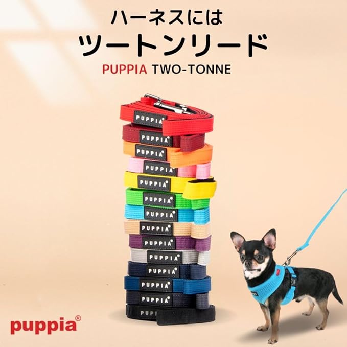 Puppia Two Tone Dog Lead Strong Durable Comfortable Grip Walking Training Leash for Small & Medium Dog, LT.Grey, Large