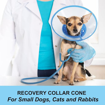 Vivifying Dog Cones for Small Dogs, Adjustable 8-9.6 Inches Soft Lightweight Elizabethan Collar for Puppy and Large Cats to Stop Licking Wounds After Surgery(Blue)
