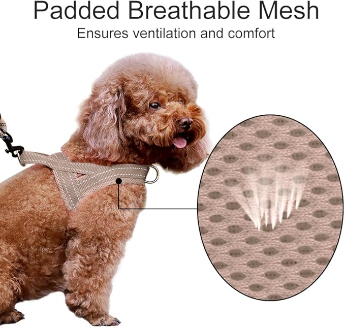 Plutus Pet No Pull Dog Harness with Breathable Mesh Padded, Adjustable Reflective Escape Proof Dog Harness, Quick Fit Dog Vest Harness for Small Medium Large Dogs(XL, Beige)
