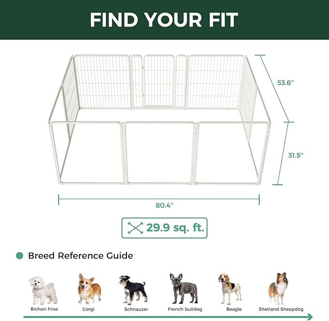 FXW AuraSpace Pro Acrylic & Wire Mesh Indoor Dog Playpen, 32" Height 10 Panels Metal Dog Pen for Small and Medium Dogs, White│Patented