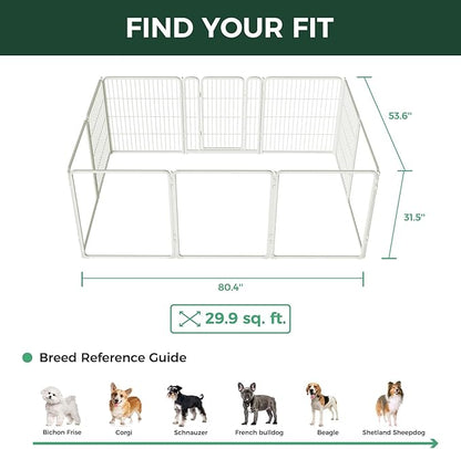 FXW AuraSpace Pro Acrylic & Wire Mesh Indoor Dog Playpen, 32" Height 10 Panels Metal Dog Pen for Small and Medium Dogs, White│Patented