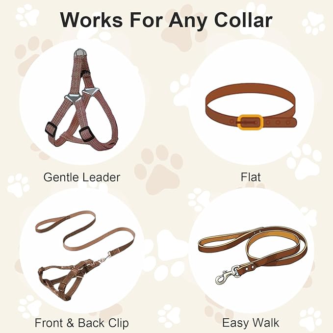 ElevateTech 2Pcs Dog Collar Safety Clip Adjustable Double Ended Backup Clasp Leash Connector Gentle Leader for Dogs Suitable Dog Harness Small Dogs Collar Walking Running Training Travel (Black)