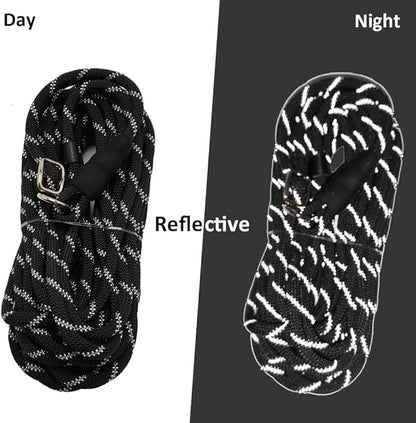 Long Slip Lead Dog Leash Reflective Anti-Choking 12 FT/20 FT/30 FT/50 FT Rope Training Leash for Medium Dogs Small Puppy Pets (30ft, Black)