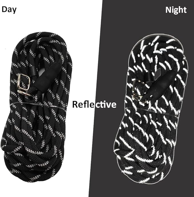 50FT Long Slip Lead Leash, 12ft 20ft 30ft Anti-Choking Reflective Rope Training Leash for Medium Dogs Small Puppy Pets (Black)