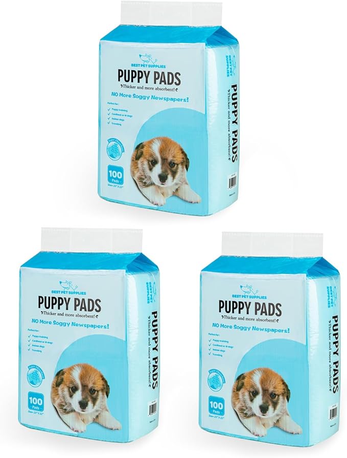 Best Pet Supplies Puppy Pads (22.5 x 22 Inches) - Disposable, Dog Training Potty, Super Absorbent Baby Blue Puppy Pee Pads for Dogs (300 Count)