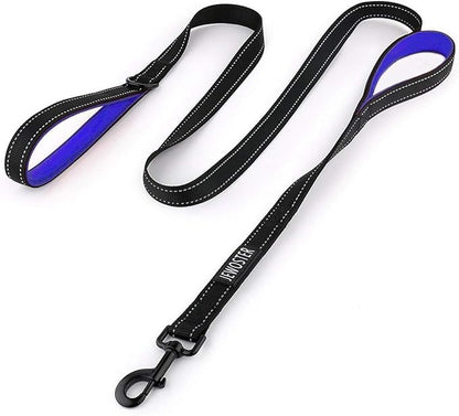 Dog Leash Heavy Duty - 2 Handles by Padded Traffic Handle for Extra Control, 6foot Long - Perfect for Medium to Large Dogs (6 ft, Black Blue)