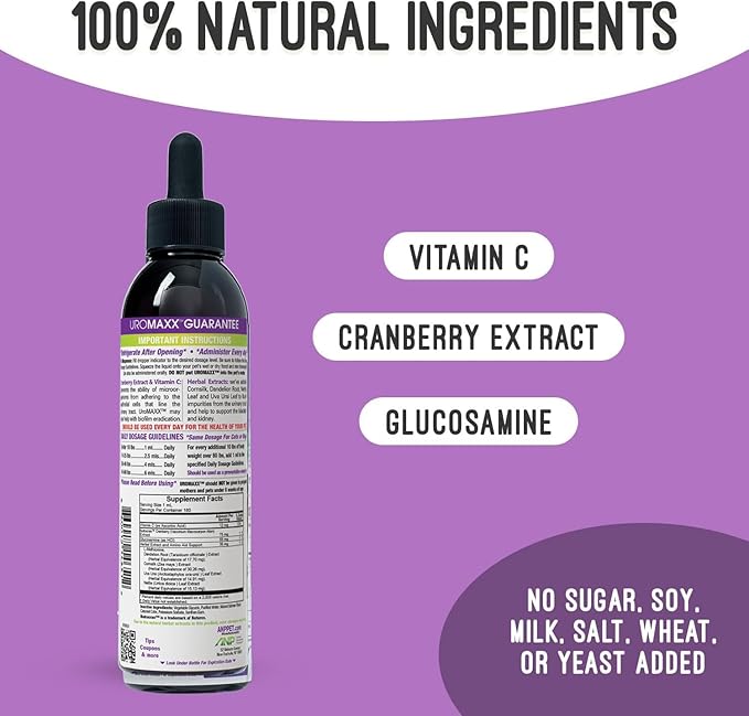 UroMAXX, Cat & Dog Urinary Tract Treatment, Bladder & Kidney Support for Dogs and Cats, Powerful Yet Gentle Pet Care, with Liquid Cranberry & Glucosamine, Salmon Flavor, 6 oz Bottle, 1 Pack