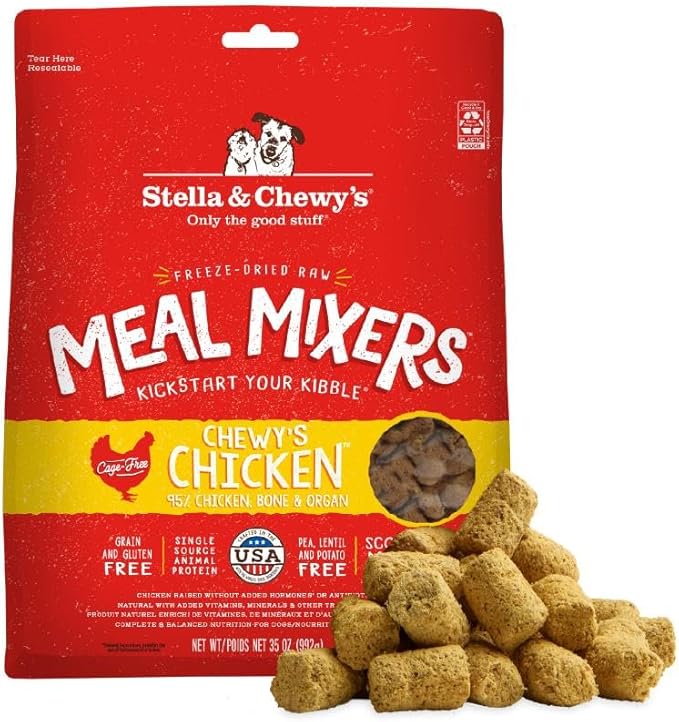 Stella & Chewy's Freeze-Dried Raw Chicken Meal Mixers- Dog Food Topper and Mixer - Made with 95% Cage-Free Chicken, Organs & Bone - Perfect for Picky Eaters - Grain-Free - 35oz