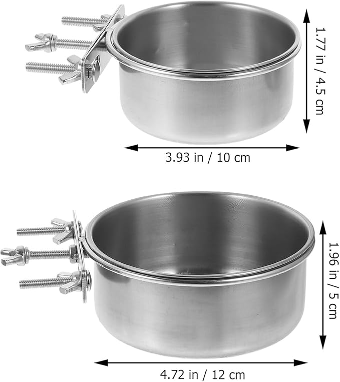 OUNONA 2pcs Stainless Steel Dog Water and Food Bowls Anti-Spill Large Capacity 10x4.5cm 12x5cm Pet Feeding Dish for Home Use Puppy and Kitten Supplies