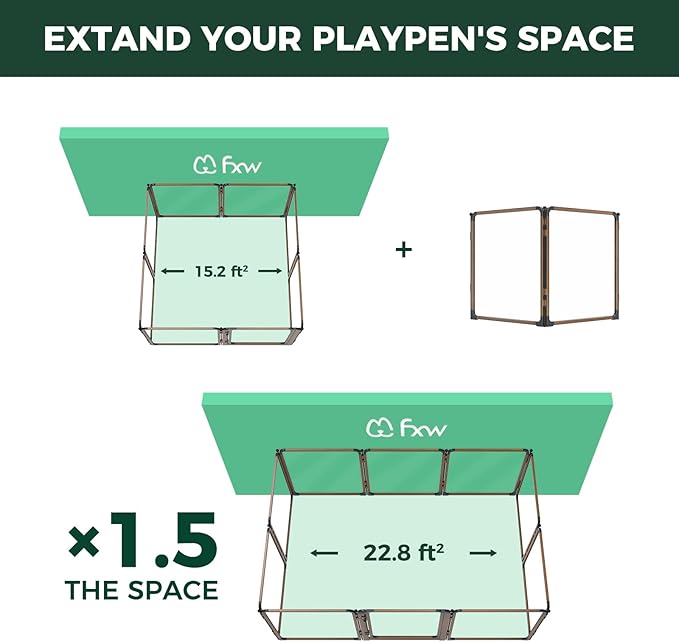 FXW AuraSpace Pro Acrylic Indoor Dog Playpen, Heavy-Duty with Metal Frame, 24" Height 2 Panels for Puppies & Small Dogs, Walnut│Patented