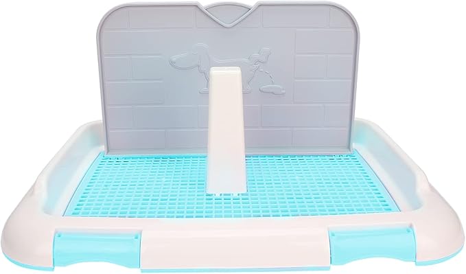 HUIOP Dog Toilet, Prevent Torn Nappy Pads, Ideal for Small Dogs, Simulated Wall Design, Suitable for Male, Keep Feet Dry, 1L Urine Absorption Busy Owners Pet Toilet (Blue)