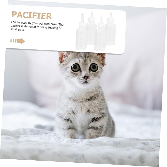 4pcs Small Cat Milk Bottles Nipples Pet Nursing Bottles for Kitten Puppies