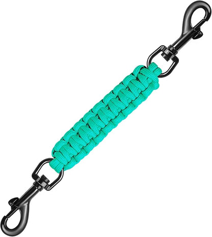Dog Collar Safety Clip with Dual Clasps,Handmade Backup Safety Strap for Dog Harness, Collars and No Pull Harness Connectors (Teal)