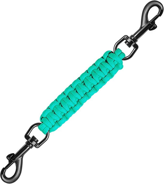 Dog Collar Safety Clip with Dual Clasps,Handmade Backup Safety Strap for Dog Harness, Collars and No Pull Harness Connectors (Teal)