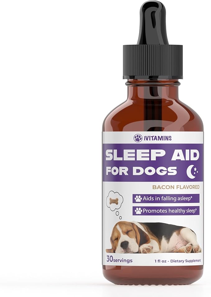 Dog Sleep Aid | Sleep Aid for Dogs | Promotes Healthy, Restful Sleep in Dogs | Melatonin for Dogs | | Dog Calming | Calming for Dogs | Dog Melatonin | Dog Anxiety Relief | 1 fl oz: Bacon Flavor
