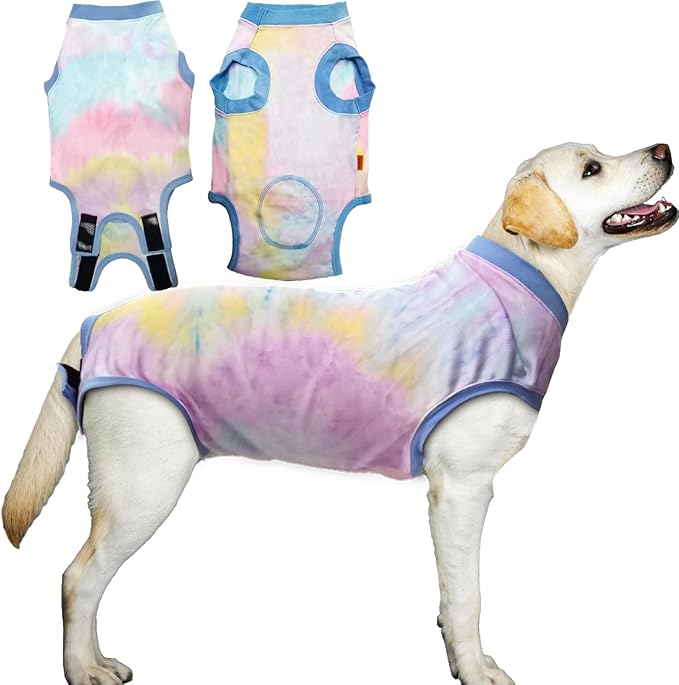 Dog Surgery Recovery Suit, Surgical Recovery Suit for Dog Male Neuter, Female Spay Shirt, Cone Alternative Pet Surgical Onesie Post Surgery Bodysuit, Tie-dye Light Blue, XX-Large