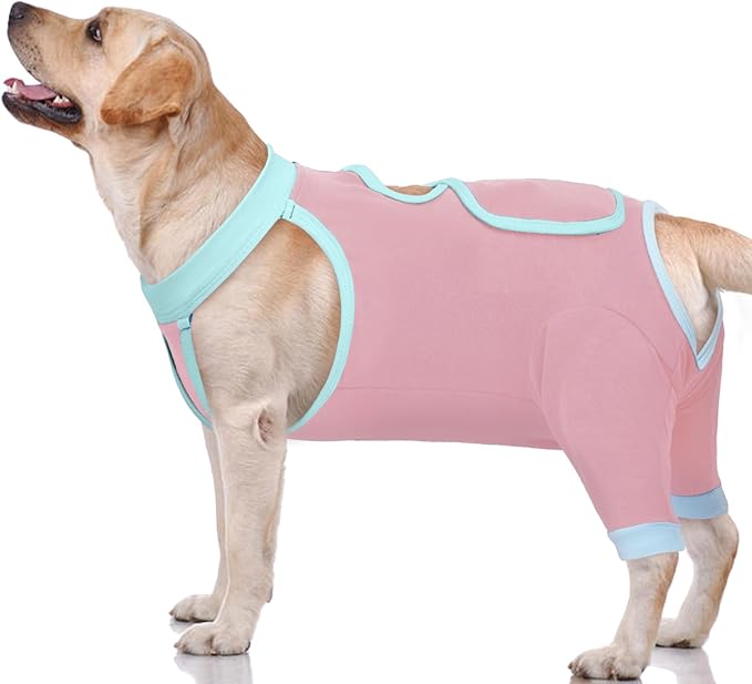 IDOMIK Recovery Suit for Dogs Hind Legs|Dog Surgery Suit for Female Spay Male Neuter,Dog Leg Sleeve to Stop Licking Rear Legs,Long Sleeves Wound Cover Onesie Shirt for Dogs,Cone Collar Alternative