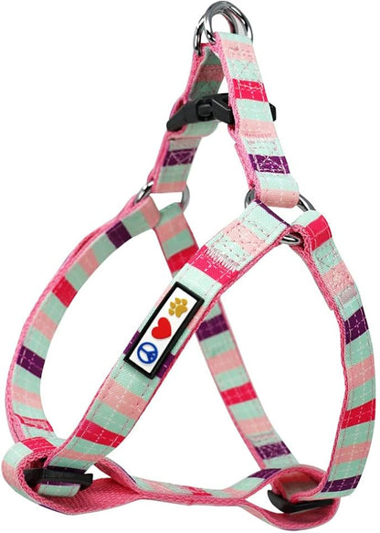 Pawtitas Multicolor Step-in Dog Harness – Adjustable No-Pull Vest for Puppies to Seniors, Safe & Comfortable XS Teal/Pink/Purple