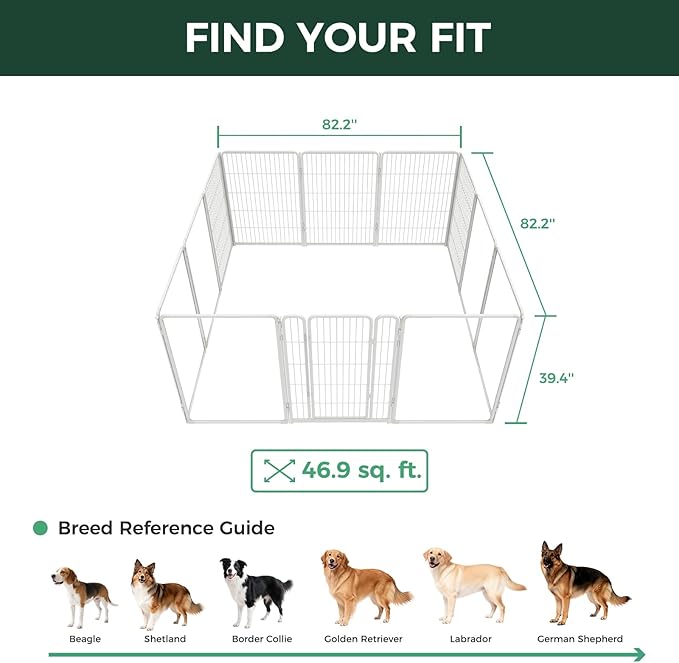 FXW AuraSpace Pro Acrylic & Wire Mesh Indoor Dog Playpen, 40" Height 12 Panels Metal Dog Pen for Medium and Large Dogs, White│Patented