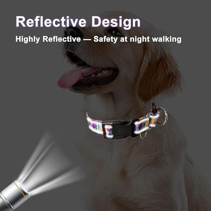 Reflective Martingale Collar for Dogs with Quick Release Buckle No Pull Training Dog Collars (Colorful Geometric, Medium)