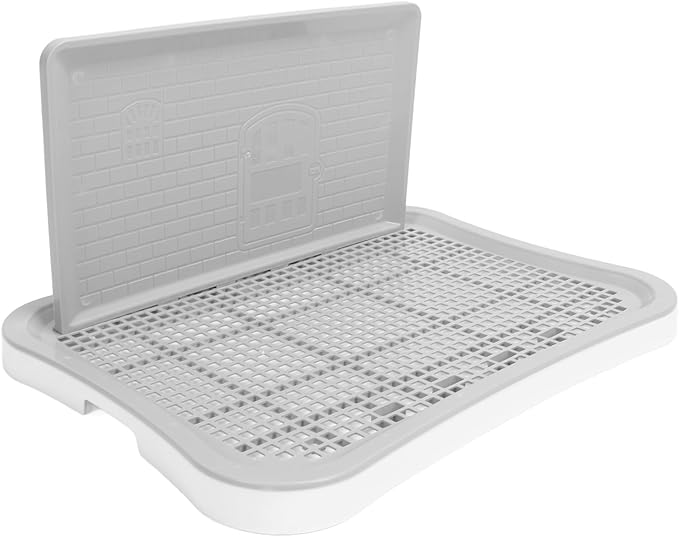 Puppy Potty Training Tray,Portable Puppy Mesh Training Potty Dog Training Toilet with Wall Column Removable Pee Pad Tray for Large Small Medium Pets (White)