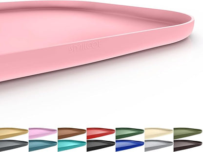 Smilool Silicone Pet Food Mat with Raised Edge for Food and Water Bowl, Dog Feeding Mats, Cat Food Trays for Floor Waterproof, Rubber Tray for Dogs and Cats, 22 x 14 x 0.8 Sakura Pink