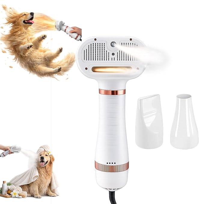 All-in-One Steam Pet Grooming Brush for Dogs & Cats, Soft Brushing with Drying & Deshedding, Calm Home Grooming Tool for Daily Use