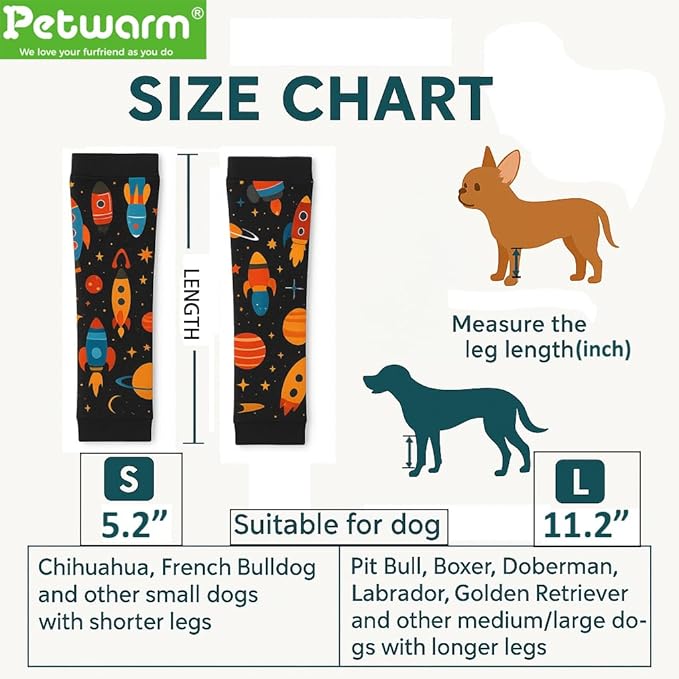 PetWarm Dog Recovery Sleeve 4pcs Set, Dog Leg Sleeve, Ideal for Comfort and Support During Pet Recovery, Suitable for Active or Support Recoverying Pet Use, Black Gold, S