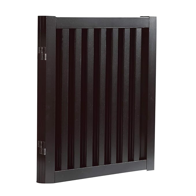WELLAND 24" Freestanding Pet Gate, Foldable Indoor Wooden Dog Puppy Gate, 3 Panel Step Over Fence, Expands Up to 60" Wide, Espresso