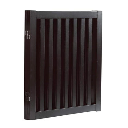 WELLAND 24" Freestanding Pet Gate, Foldable Indoor Wooden Dog Puppy Gate, 3 Panel Step Over Fence, Expands Up to 60" Wide, Espresso