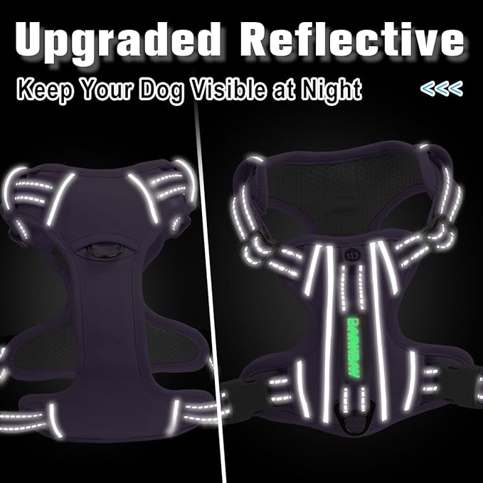 BARKBAY Dog Harness No Pull Oxford with ID Tag Pocket - Heavy Duty, Reflective, Easy Control for Large Dogs(Violet Purple Oxford,XS)