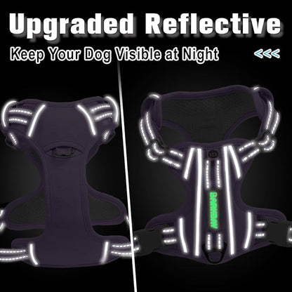 BARKBAY Dog Harness No Pull Oxford with ID Tag Pocket - Heavy Duty, Reflective, Easy Control for Large Dogs(Violet Purple Oxford,XS)