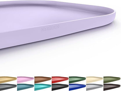 Smilool Silicone Pet Food Mat with Raised Edge for Food and Water Bowl, Dog Feeding Mats, Cat Food Trays for Floor Waterproof, Rubber Tray for Dogs and Cats, 22 x 14 x 0.8 Light Purple