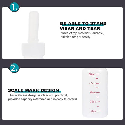 COHEALI 3Pcs Small Plastic Pet Nursing Bottles with Supple Pointed Nipples Portable Milk Feeders for Newborn Puppies and Kittens Reusable Clean Feeding Bottles with Clear Scale Lines