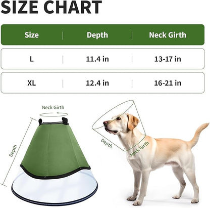 Soft Dog Cone Collar for Large Medium Dogs After Surgery, Adjustable Recovery Lightweight Elizabethan Collar for Dogs to Stop Licking (L)