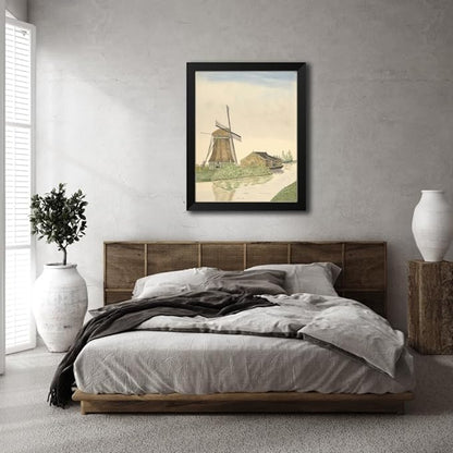 ArtDirect Meelmolen De Koker of Zwarte-Hengst aan Oosteinde 14, Wormer Custom Framed Art Print Giclee Print or Canvas Options with Various Sizes and Customization by Johannes Nicolaas Eijman