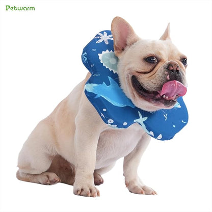 PetWarm Dog Recovery Collar, Recovery Collar for Dogs, Lightweight Soft Flower Design, Comfortable Neck Protector Helps Discourage Licking, Post-Visit Protective Collars, Animal Print, Blue, L