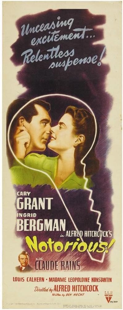 Black Empire Notorious Movie Insert Cary Grant Ingrid Bergman Claude Rains Room Decor Wall Art Print 12x16 Poster