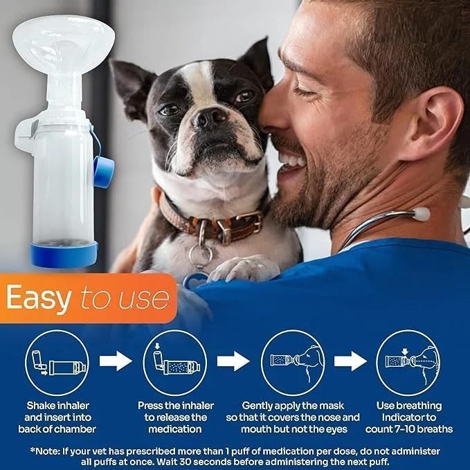 Pet Inhaler Spacer with Face Mask, Handheld Aerochamber for Pets, Dog Inhaler Spacer with Comfortable Mask, Aero Chamber (for Dogs Large & XL)