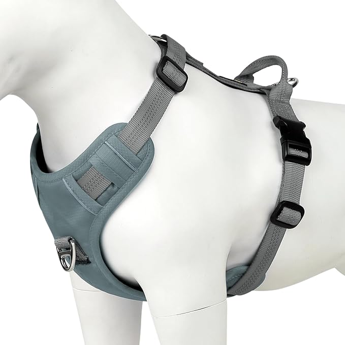 Plutus Pet No Pull Dog Harness, Reflective Adjustable Dog Vest Harness with Handle, Escape Proof, Soft Padded for Small Medium Large Dogs (Gray, S)