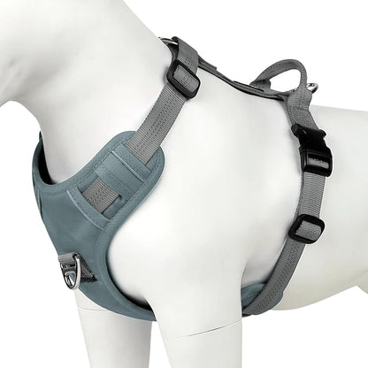 Plutus Pet No Pull Dog Harness, Reflective Adjustable Dog Vest Harness with Handle, Escape Proof, Soft Padded for Small Medium Large Dogs (Gray, XL)