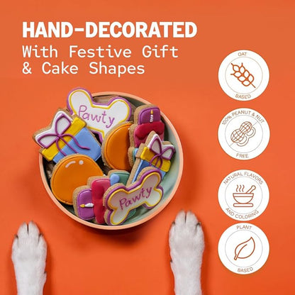 Dog Birthday Treats | Hand-Decorated Treats – 8 Pack in Gift Box | Extra Large Treat 62g Cookie, Vegan Dog Birthday Cake