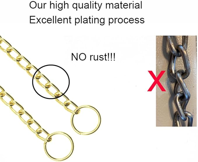 Gold Choke Chain for Dogs, Metal Slip Link Training Heavy Duty Dog Choker Collar Puppy Collars for XXS XS Small Medium Large Big XL Breed Dogs, M