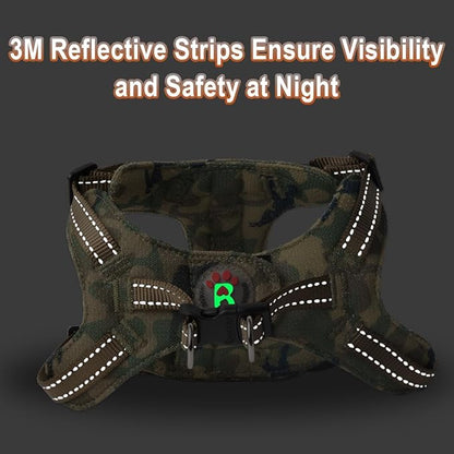 Dog Harness Step in Dog Vest Harness, Reflective Adjustable Puppy No Pull Harness Breathable Soft for Small and Medium Dogs Cats, Camo, XS