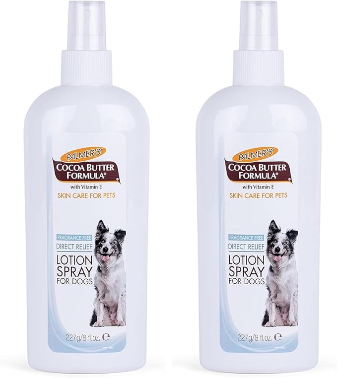 Palmer’s for Pets Cocoa Butter Formula Direct Relief Spray-On Lotion for Dogs,Moisturizing Dog Skin Care Spray to Help Soothe Dry and Itchy Skin with Easy Spray Application,8 Fl Oz,(Pack of 2)